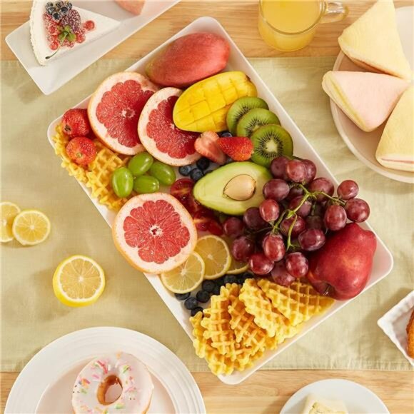 Reusable Serving Trays Set of 3 White Plastic Party Buffet Food Snack Platters - Picture 7 of 8